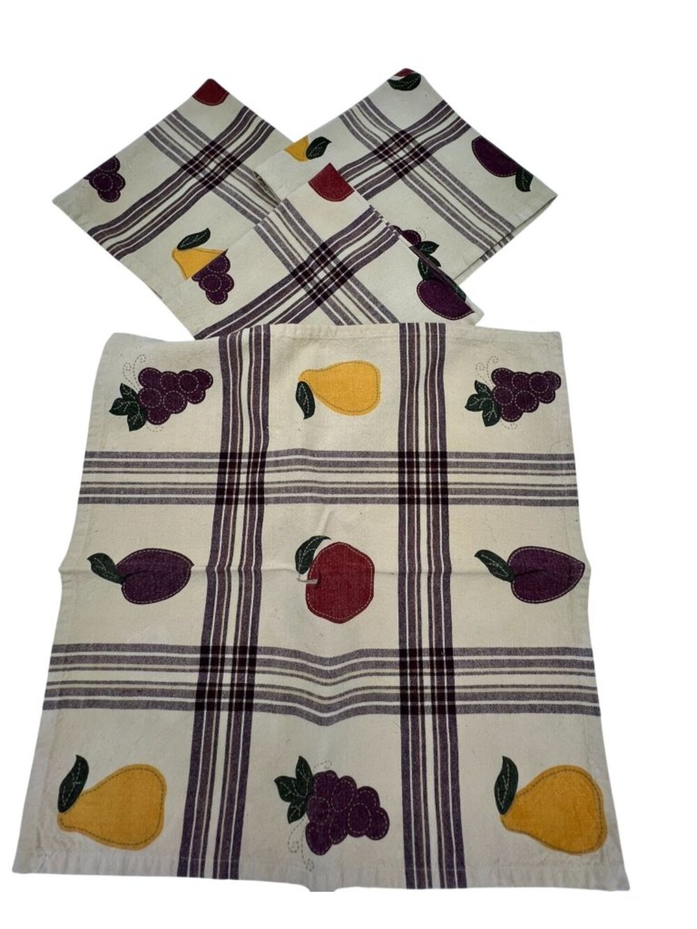 Harvest 2003 Fruit-Patterned 100% Cotton Napkins Table Linen Set of 3